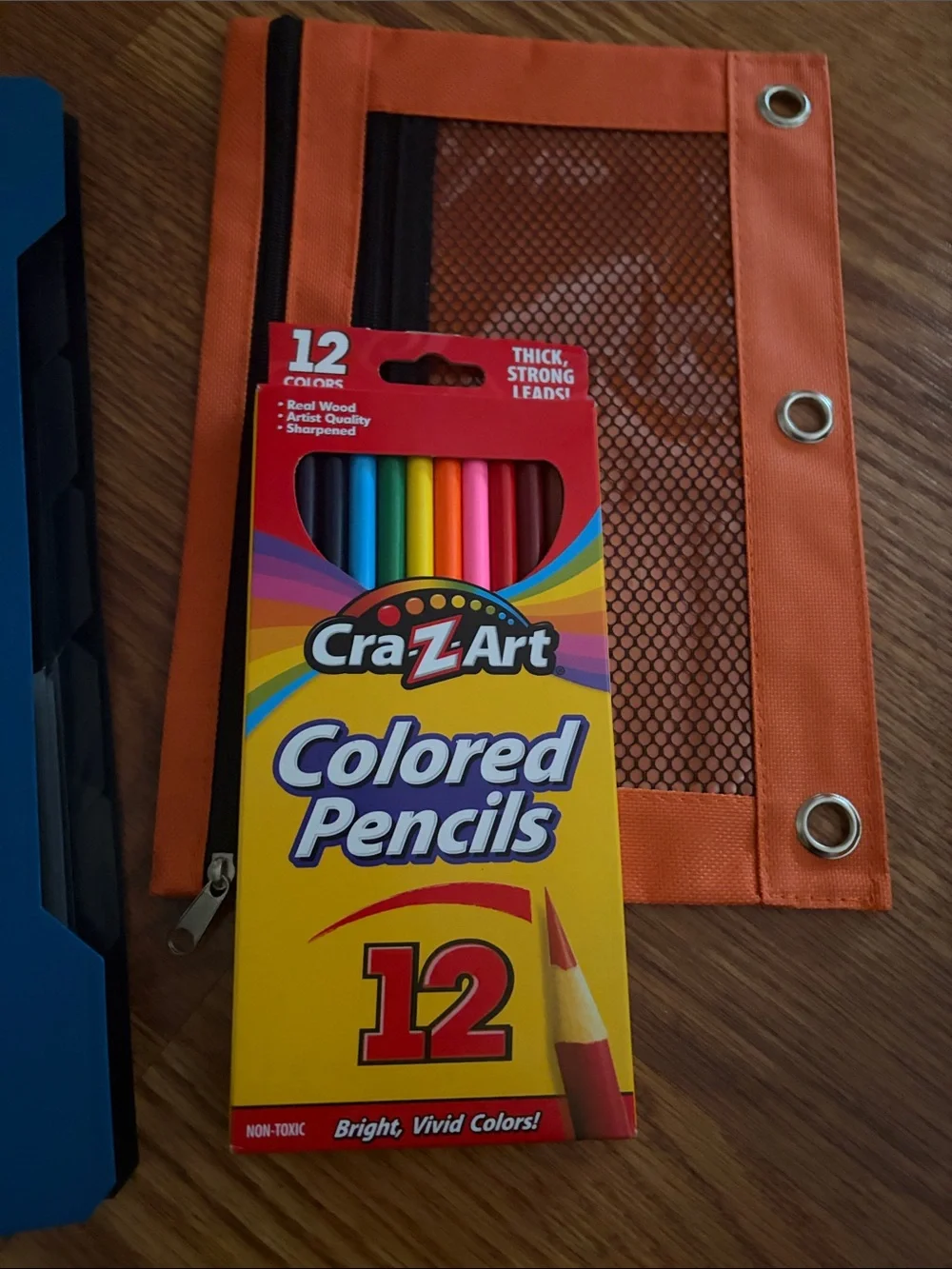 Five Star Blue Refillable Notebook Sleeve with Orange Pouch